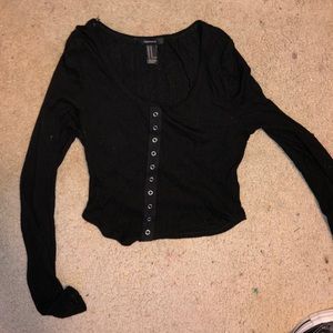 Black long sleeve crop top